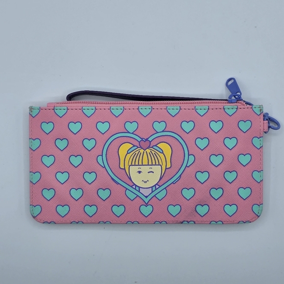 The Tiny World of Polly Pocket Teal & Pink Heart Pattern Coin & Card Clutch - Picture 4 of 8